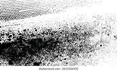 Grunge real organic vintage halftone vector ink print background Black powder explosion, charcoal dust texture isolated on white background	