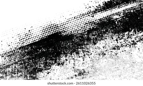 Grunge real organic vintage halftone vector ink print background Black powder explosion, charcoal dust texture isolated on white background	