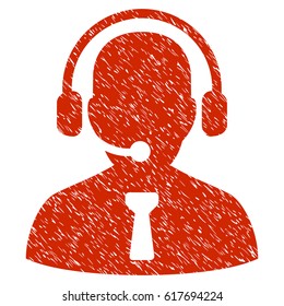 Grunge Reception Operator icon with grunge design and scratched texture. Unclean vector red pictogram for rubber seal stamp imitations and watermarks. Draft sign symbol.
