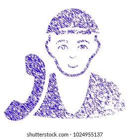 Grunge Receptionist Guy rubber seal stamp watermark. Icon symbol with grunge design and dust texture. Unclean vector blue emblem receptionist guy.