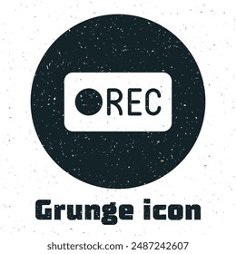 Grunge Record button icon isolated on white background. Rec button. Monochrome vintage drawing. Vector