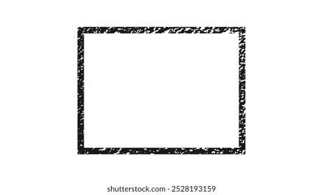 Borda retangular grunge. Quadro texturizado escuro com espaço vazio no fundo branco. Ilustração vetorial