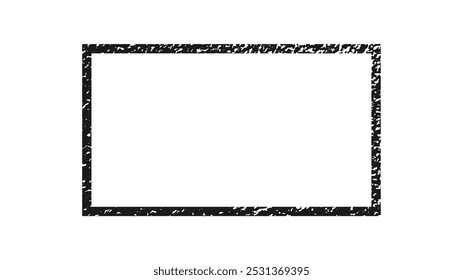 Grunge rectangle border. Dark textured frame with empty space on white background. Vector illustration