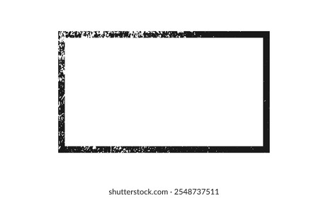 Grunge rectangle border. Dark textured frame with empty space on white background. Vector illustration