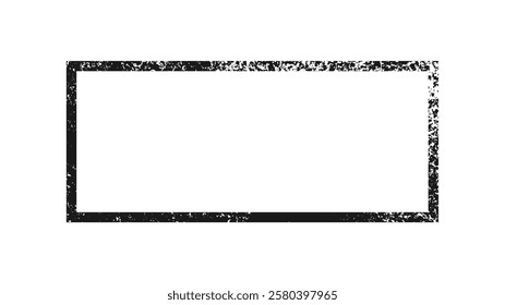 Grunge rectangle border. Dark textured frame with empty space on white background. Vector illustration