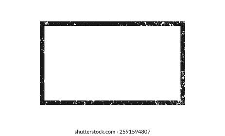 Grunge rectangle border. Dark textured frame with empty space on white background. Vector illustration