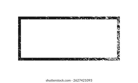 Borda retangular grunge. Quadro texturizado escuro com espaço vazio no fundo branco. Ilustração vetorial
