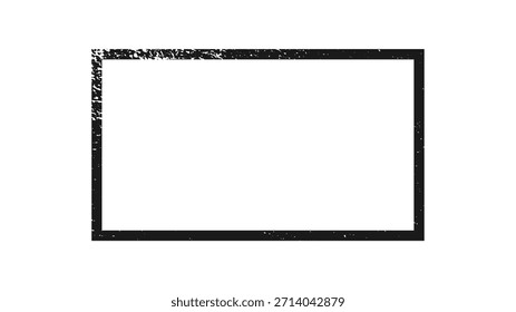 Borda retangular grunge. Quadro texturizado escuro com espaço vazio no fundo branco. Ilustração vetorial