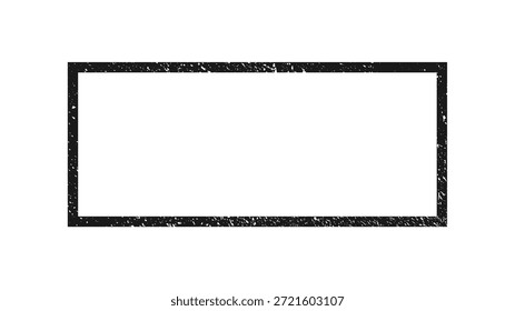 Borde del rectángulo de Grunge. Marco texturizado oscuro con espacio vacío sobre fondo blanco. Ilustración vectorial