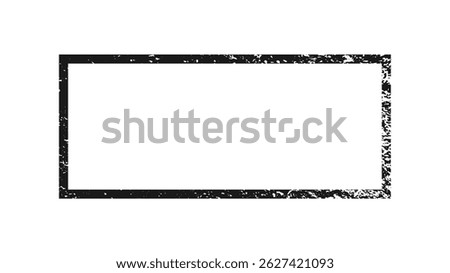 Grunge rectangle border. Dark textured frame with empty space on white background. Vector illustration