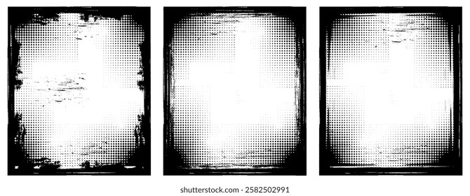 Grunge rectangle border set .Grunge style with brush stroke grunge frame.
