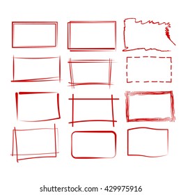 grunge rectangle frame, red highlighting frames