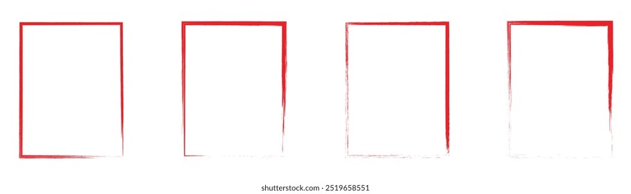 Grunge rectangle frames. Empty boxes rectangle border grunge shapes vector illustration.