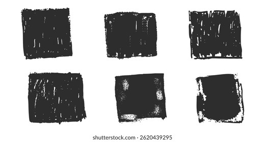 Grunge rectangle frames with textured edges, paint brush ink graffiti splatter and stencils border. Retro scribble abstract shape.