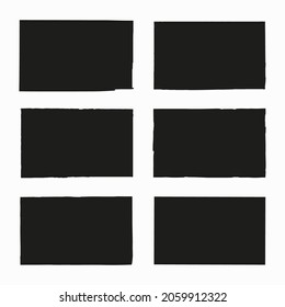 Ensemble d'icônes de rectangle grunge. OEuvre abstraite en ligne. Image dessinée à la main. Chiffres géométriques. Illustration vectorielle. Image de stock. 