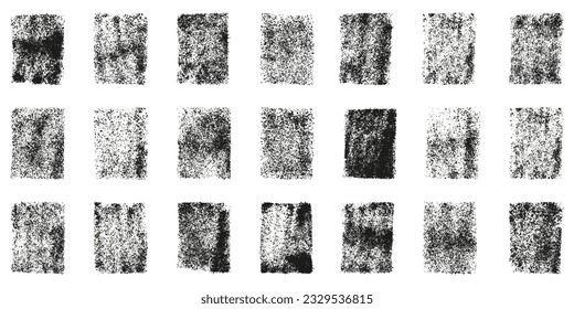 Grunge Rectangle Set. Paintbrush Ink Collection, Messy Stain. Vintage Paint Brush Texture. Old Black Square Stamp. Rough Abstract Design Element, Hand Drawn Art. Isolated Vector Illustration.