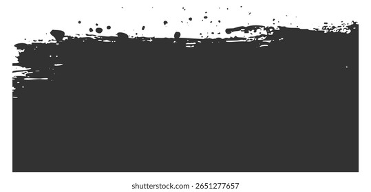 Forma retangular grunge, textura de tinta angustiada, quadro de pincel abstrato, borda áspera, elemento de design de vetor em plano de fundo transparente