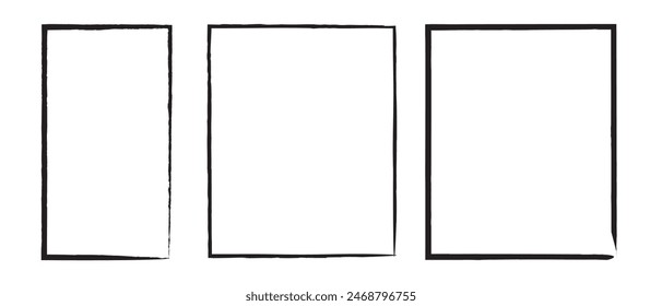 Grunge rectangles vector set. Black grunge rectangle frame isolated on white background. Abstract grunge rectangle frame . Retro grunge rectangle frame.