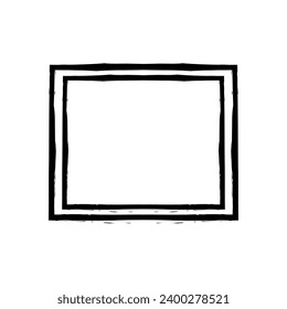 Grunge rectangular frame stamp. Ink empty black box. Rectangular border. Vector illustration isolated on white background.