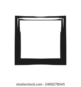 Grunge rectangular frame stamp. Ink empty black box. Rectangular border. Vector illustration isolated on white background.