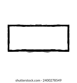 Grunge rectangular frame stamp. Ink empty black box. Rectangular border. Vector illustration isolated on white background.