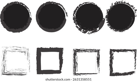 grunge rectengle and round shapes with fill and stroke color