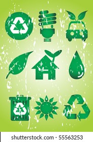 Grunge recycle icon set