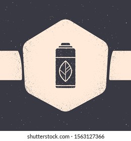Grunge Recycling plastic bottle icon isolated on grey background. Monochrome vintage drawing. Vector Illustration