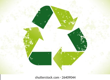 Grunge Recycling Symbol - full vector file with separate grunge layer