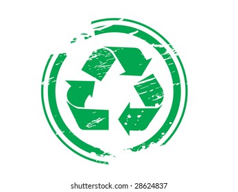 grunge recycling symbol rubber stamp ,vector illustration