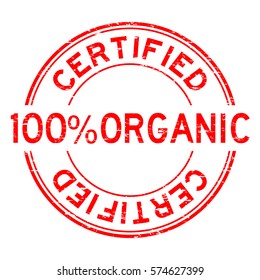 Grunge red 100 % organic certified round rubber stamp
