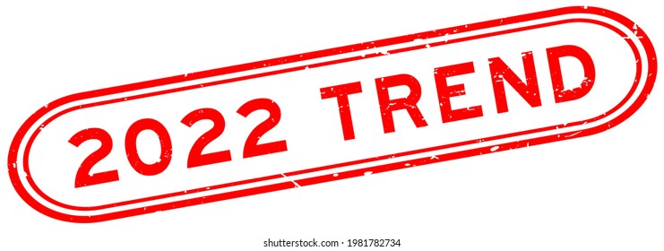 Grunge red 2022 trend word rubber seal stamp on white background