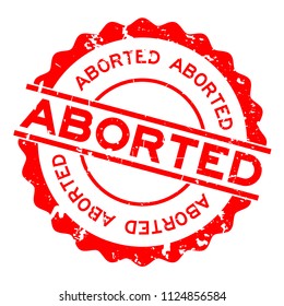 Grunge red aborted word round rubber seal stamp on white background