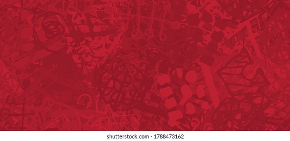 Grunge red. Abstract seamless background. The texture is repetitive. Template for printing on fabric, paper, wrapper. A chaotic backdrop of graffiti