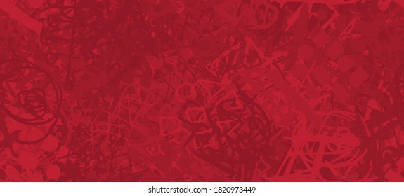 Grunge red. Abstract seamless background. The texture is repetitive. Template for printing on fabric, paper, wrapper. A chaotic backdrop of graffiti