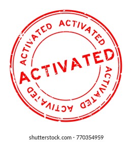 Grunge red activated rubber seal stamp on white background