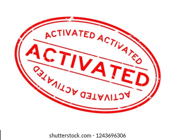 Grunge red activated word oval rubber seal stamp on white background