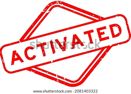 Grunge red activated word rubber seal stamp on white background
