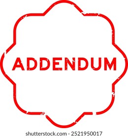 Grunge red addendum word rubber seal stamp on white background