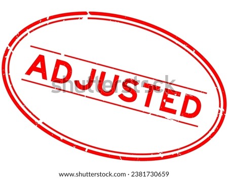 Grunge red adjusted word oval rubber seal stamp on white background