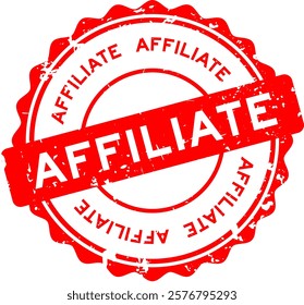 Grunge red affiliate word round seal stamp on white background
