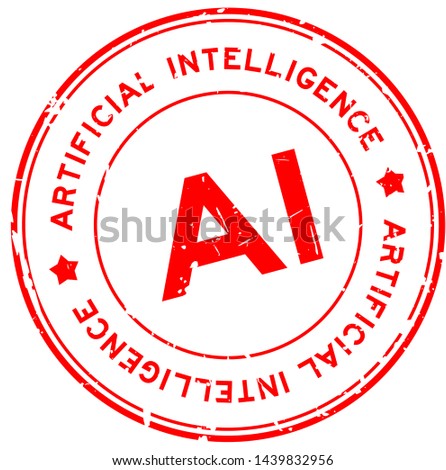 Grunge red AI (abbreviation of Artificial intelligence) word round rubber seal stamp on white background
