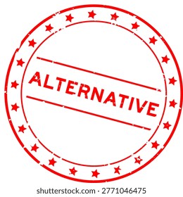 Grunge red alternative word round rubber seal stamp on white background