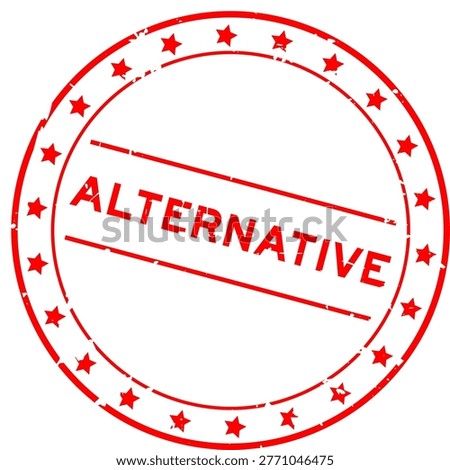 Grunge red alternative word round rubber seal stamp on white background