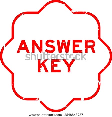 Grunge red answer key word square rubber seal stamp on white background