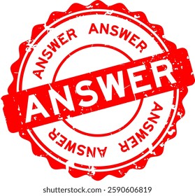 Grunge red answer word round rubber seal stamp on white background