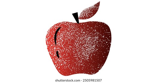 Grunge Red Apple Fruit Logo Icon, Drawing Style Apple Logo Isolated On White Background.