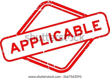 Grunge red applicable word rubber seal stamp on white background