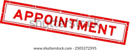 Grunge red appointment word square rubber seal stamp on white bacckground