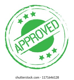 Grunge red approved round rubber seal stamp on white background. Concept of success approval stamp grunge, business quality label, accepted symbol certified mark permission. 